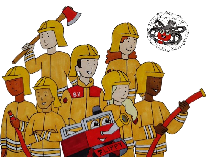 Een boekoverhandiging door een echte blusrobot