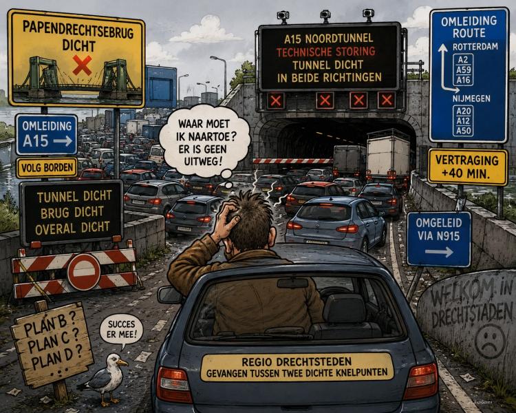 Eerste tekening via AI gaat rond over (on)bereikbaarheid van de Drechtsteden